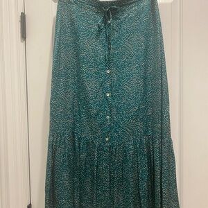 ESQUALO Teal Patterned Maxi Skirt